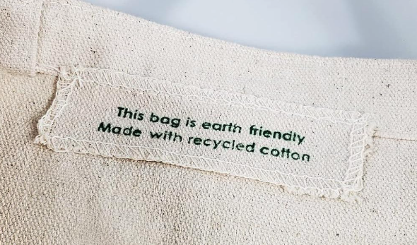 Best Fabrics for Custom Tote Bags. Close-up image of recycled fabric.
